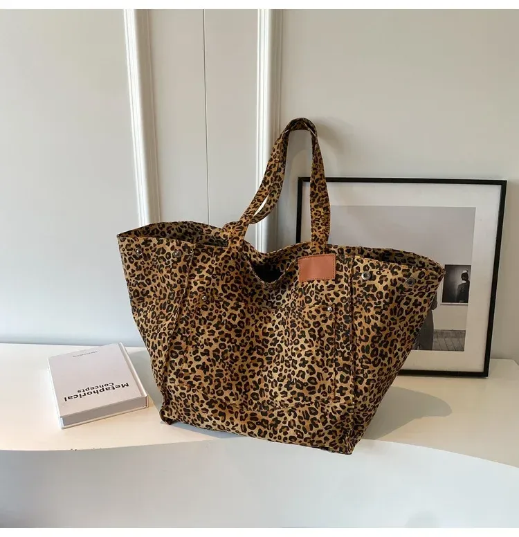 Leopard Design 2023 Shopper di moda coreana Grandi borse per la spesa per donna Borsa a tracolla per ragazza di grande capacità_voghion.com