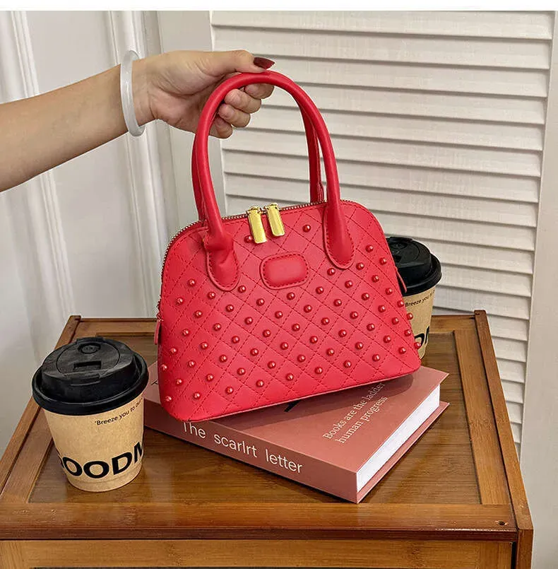 Fashion Designer Shell Bags For Women Elegant Rivet Handbag Versatile Large Capacity Shoulder Crossbody Bag_voghion.com