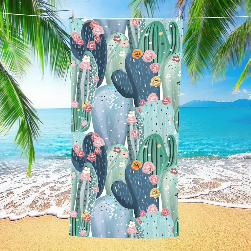 Asciugamano da spiaggia con stampa cactus - Asciugatura rapida e super assorbente_voghion.com