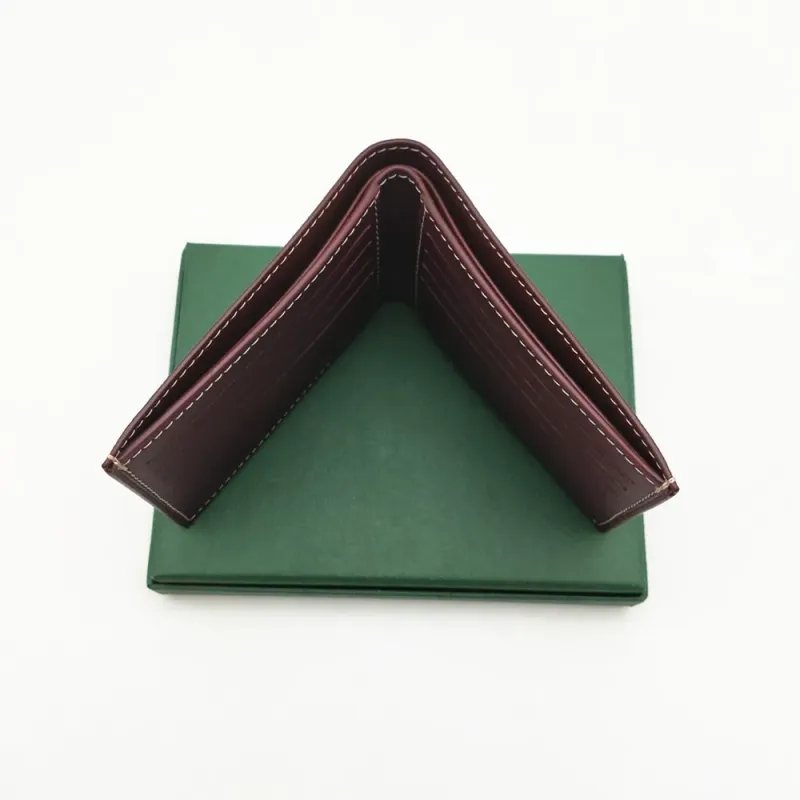 Kurze Herren-Geldbörse aus beschichtetem Canvas, echtes Leder, mehrere zweifach gefaltete Geldbörsen mit Box und Papiertüte_voghion.com