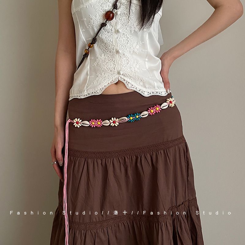 Handgewebte Kette im Boho-Stil für Damen, Gürtel im Ethno-Stil, exklusives Accessoire für die Taille_voghion.com