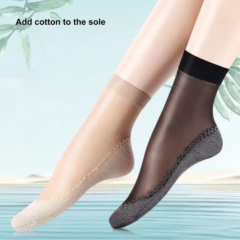 XinWq 10 Paar Knöchelsocken, ultradünn, atmungsaktiv, rutschfest, einfarbig, schweißabsorbierend, nahtlos, Sommer-Baumwollsohle, durchsichtig_voghion.com