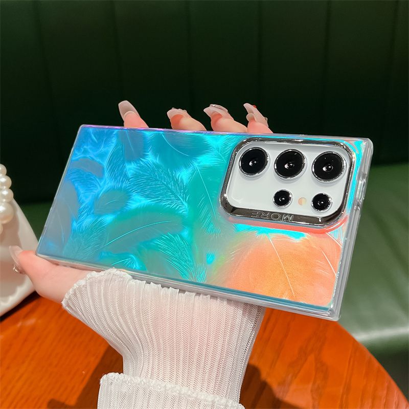 Custodia per telefono opaca con texture laser per Samsung Galaxy S25 S24 S23 FE Plus S22 Ultra A15 A25 A35 A55 A54 A34 A14 Cover posteriore rigida in PC_voghion.com