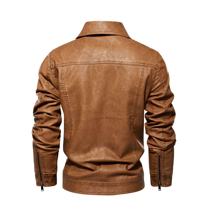 Men's Clothing retro washed leather jacket Men's leather jacket leather jacket_voghion.com