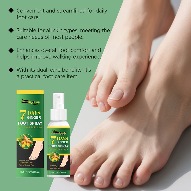 SOUTH MOON Ginger Spray Keep Skin Soft Refreshing Clean Odor Foot Care Solution_voghion.com