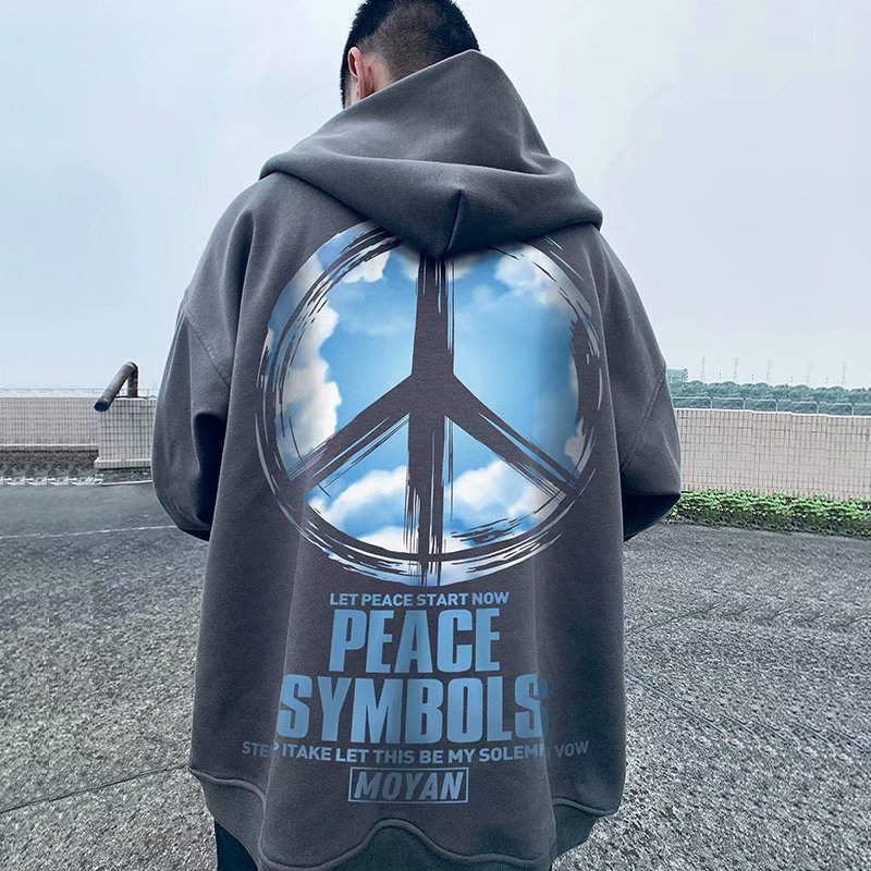 Oversize autumn winter loose and oversized hooded plush zippered cardigan, chubby hoodie, men's trendy jacket_voghion.com