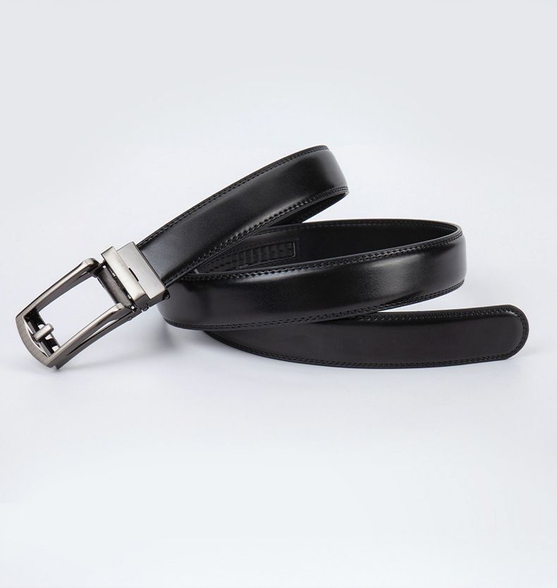 Gürtel Herren Klickgürtel Nadelgürtel Automatische Schnalle Zweilagiger Rindsledergürtel_voghion.com