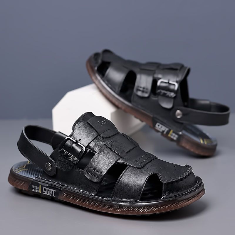 Sandalen im Sommer, Echtleder-Taschenoberteil, Sandalen für Herren im Freien und zum Fahren, rutschfeste Strandschuhe für Männer, trendig_voghion.com