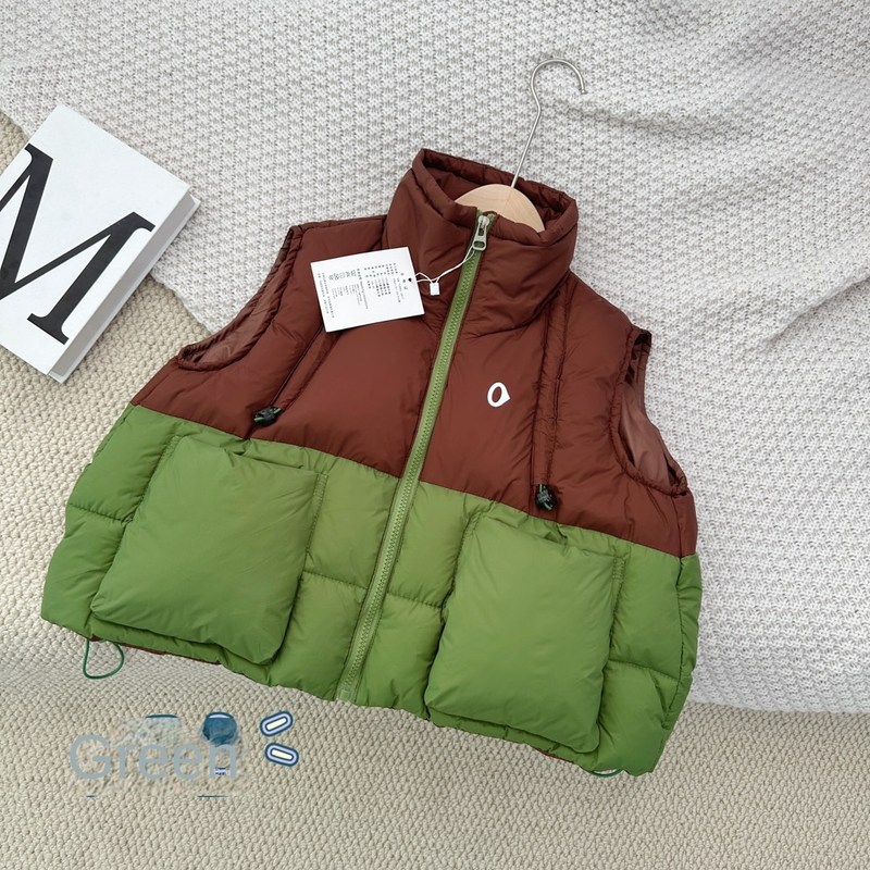 Ragazzi e ragazze caldi, gilet di cotone ispessito di cotone imbottito a mano caldo, più spalle di collisione di colore con giunture larghe_voghion.com