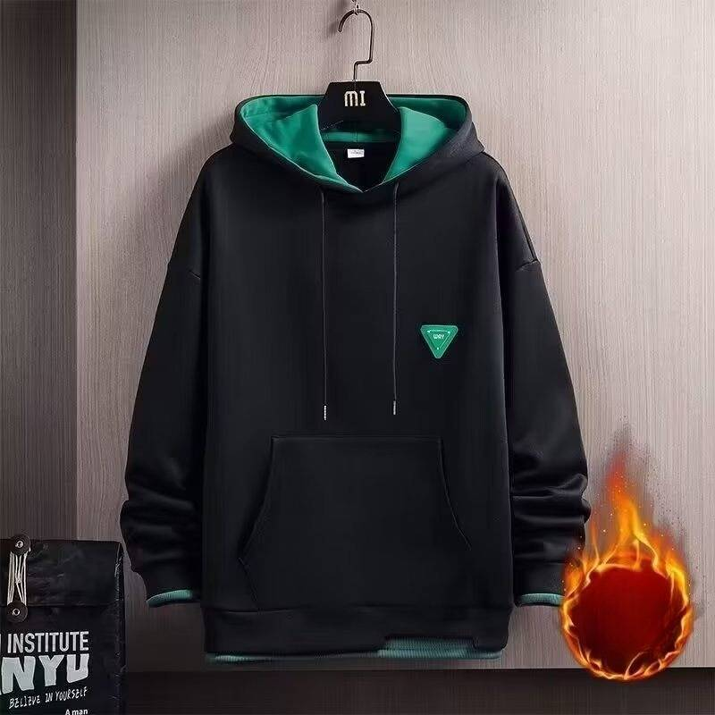 Felpa in peluche per uomo in primavera e autunno, etichetta di marca alla moda, stile casual, pullover con cappuccio, giacca a maniche lunghe per ragazzi_voghion.com