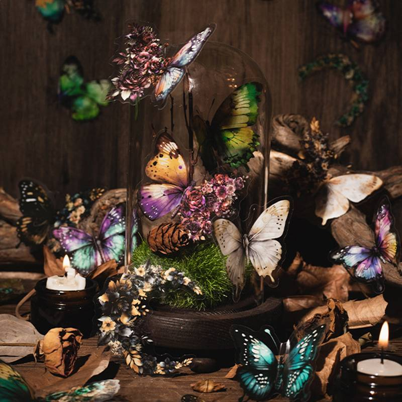20 Pieces/pack Retro Butterfly Sticker Set, Decorative Butterfly Manual Stickers Cute, Magical, Beautiful Stickers_voghion.com