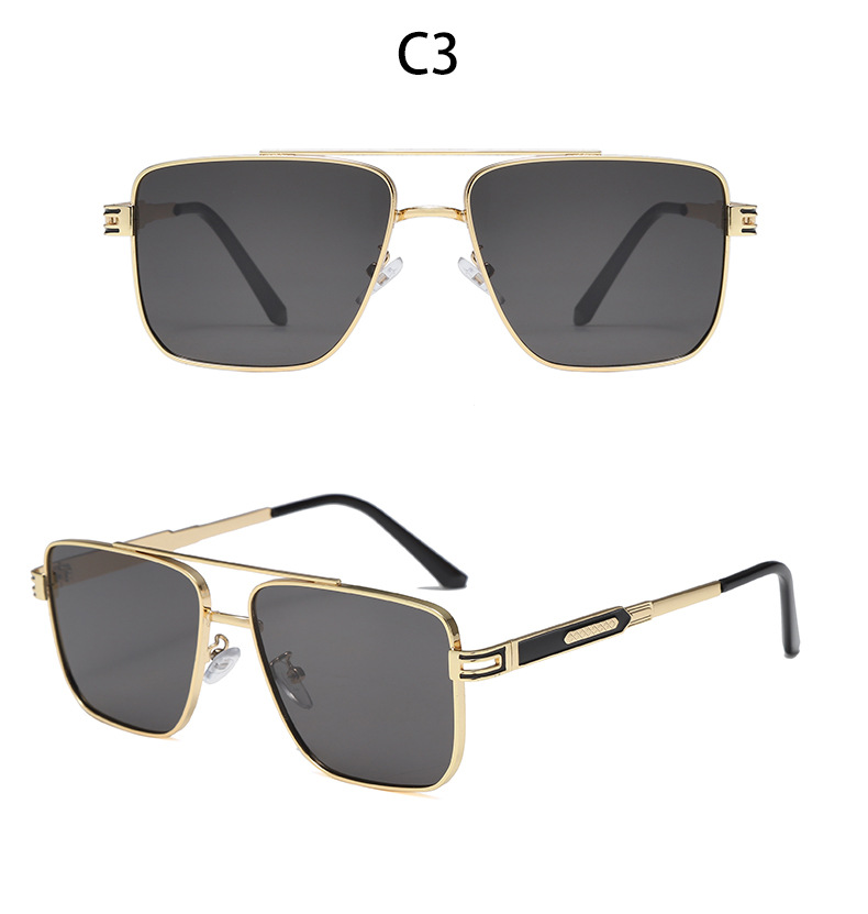 Men's Sunglasses Of High End Ins Metal Square Sunglasses For Women, Fashionable Large Frame, Slimming And Anti Ultraviolet Sunglasses_voghion.com