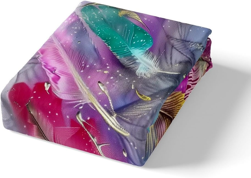 Copripiumino con piume dorate, copripiumino con piume arcobaleno per lettino per bambini, set da letto con effetto tie-dye, set di biancheria da letto con animali selvatici e decorazioni per la camera da letto._voghion.com