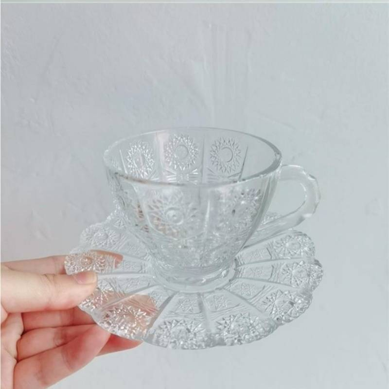 Vintage Embossed Glass Dessert Plates Set - Transparent Snack Bowls For Fruit, Candy, Appetizers_voghion.com