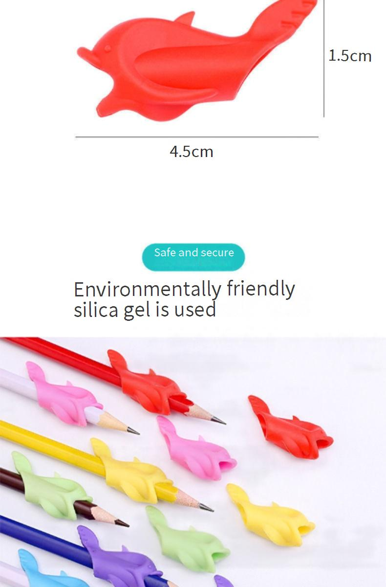 Delfinförmiger Silikon-Bleistiftgriff für Kinder – ergonomische Schreibhilfe zum Üben der Handschrift von Kindern, lustiger und bequemer Griffkorrektor_voghion.com
