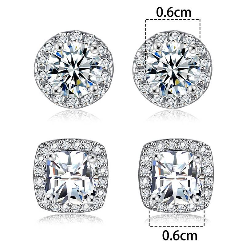 Women's Jewelry Cubic Zirconia Stud Earrings Set Round Square Minimalist Elegant Earrings Hypoallergenic Lightweight, Daily Wear & Special Occasions_voghion.com