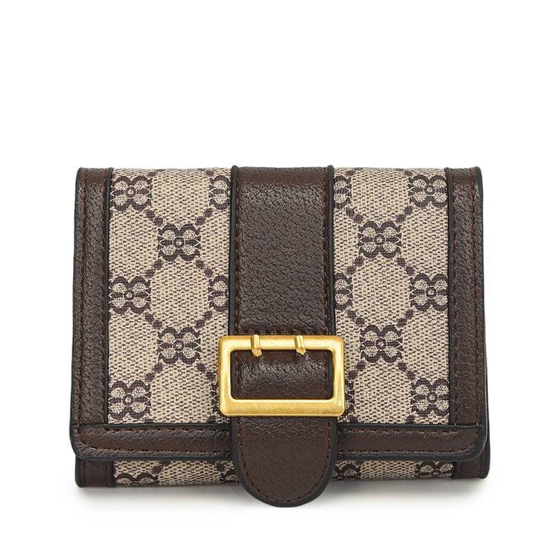Vintage Floral Wallet – Small Tri-Fold Leather Card Holder (3 Colors)_voghion.com