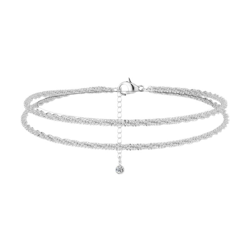 【】Tobillera de cadena fina ajustable, sencilla y versátil para mujer_voghion.com