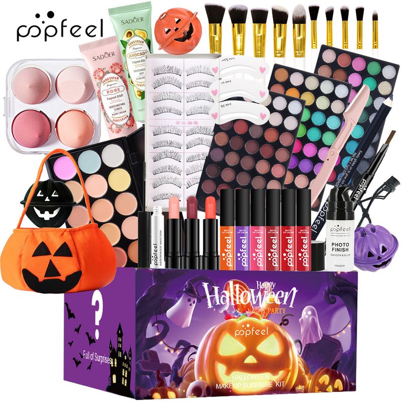 Make-upsets Nieuwe POPFEEL Make-upset Lipgloss Oogschaduw Blush Contourset Halloween Kerstmis_voghion.com
