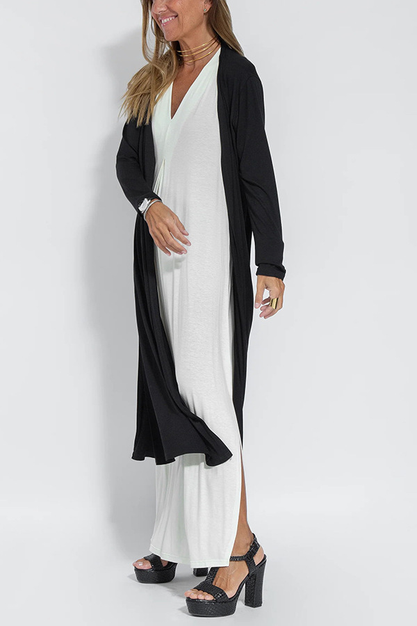 Robe pull de couleur unie pour femmes, col en v, veste cardigan, costume pour femmes, nouvelle collection_voghion.com