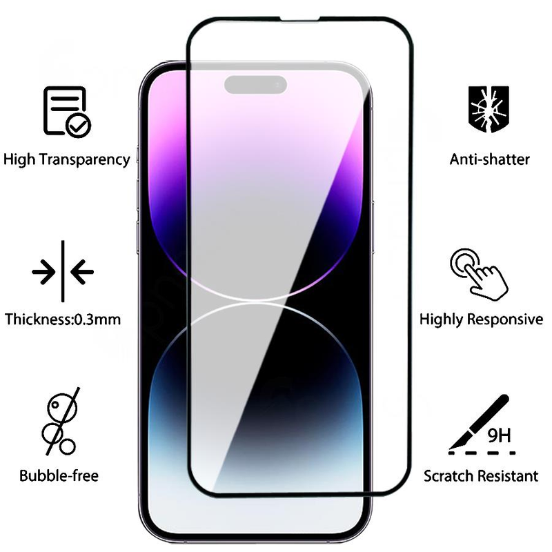 20000D Full Tempered Glass For Apple iPhone 14 13 12 11 Pro Max mini Screen Protector iPhone X XR XS Max 7 8 Plus SE Glass Film_voghion.com