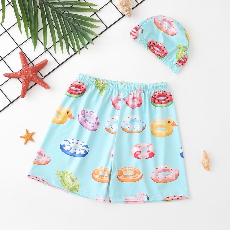 Çocuk Yüzme Şortu Bebek Karikatür Plaj Pantolonu Erkek Boxer Şort Yüzme Şapkası Mayo Erkek Mayosu Sınır Ötesi Toptan_voghion.com