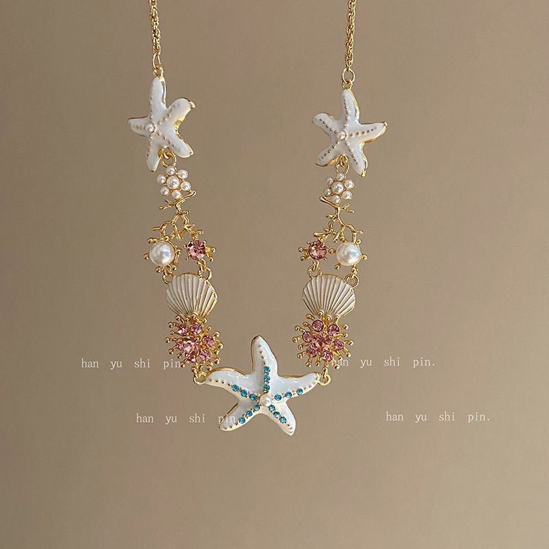 New Beach Vacation Style Ocean Starfish Shell Bracelet For Women Fashion Bohemian Internet Celebrity Pearl Earrings_voghion.com