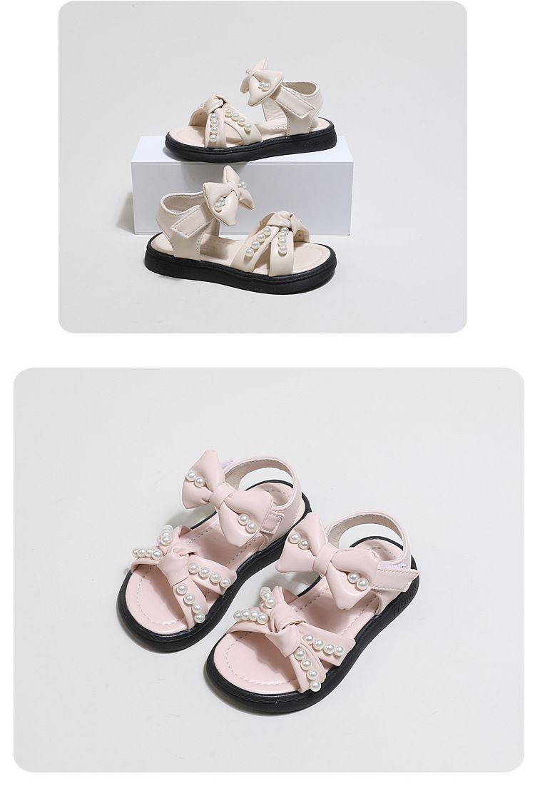 Mother & Kids Cross-border girls bow princess sandals 2024 summer new Korean soft-soled shoes children's open-toed beach shoes_voghion.com