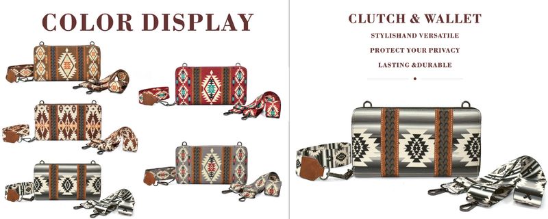 Portfel Western Wristlet Bohemian Aztec Credit Card Holder Portfel Clutch Torba na ramię dla kobiet_voghion.com