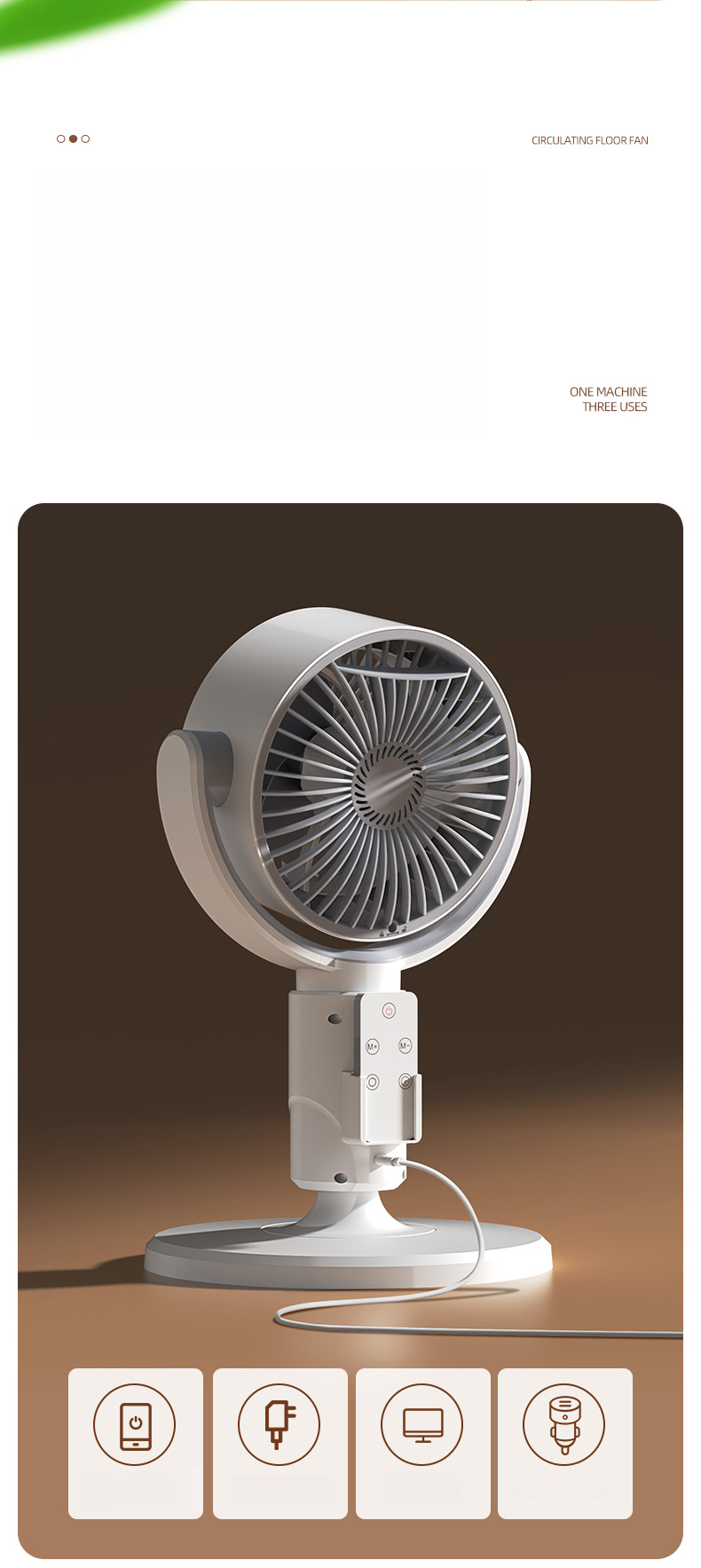 Ventilador de piso de alta potencia para exteriores con control remoto inteligente y circulación de aire._voghion.com