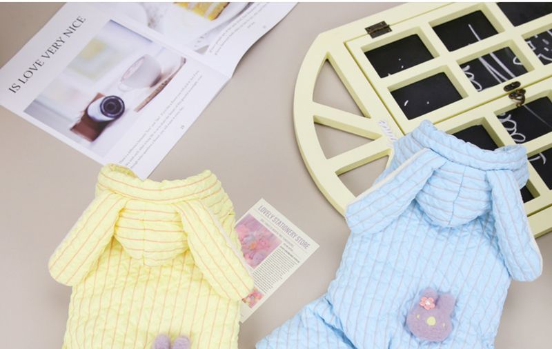 Nuovo cappotto per cani da compagnia, abbigliamento per animali, cappotto in cotone a quattro zampe a righe con 22 conigli_voghion.com