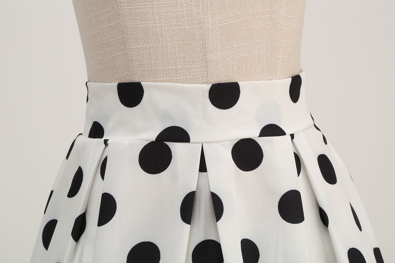 GraceChic X Cross-Border Women's Manufacturer Wholesale European And American Fashion Versatile Polka Dot Print Half Pleated Waist_voghion.com