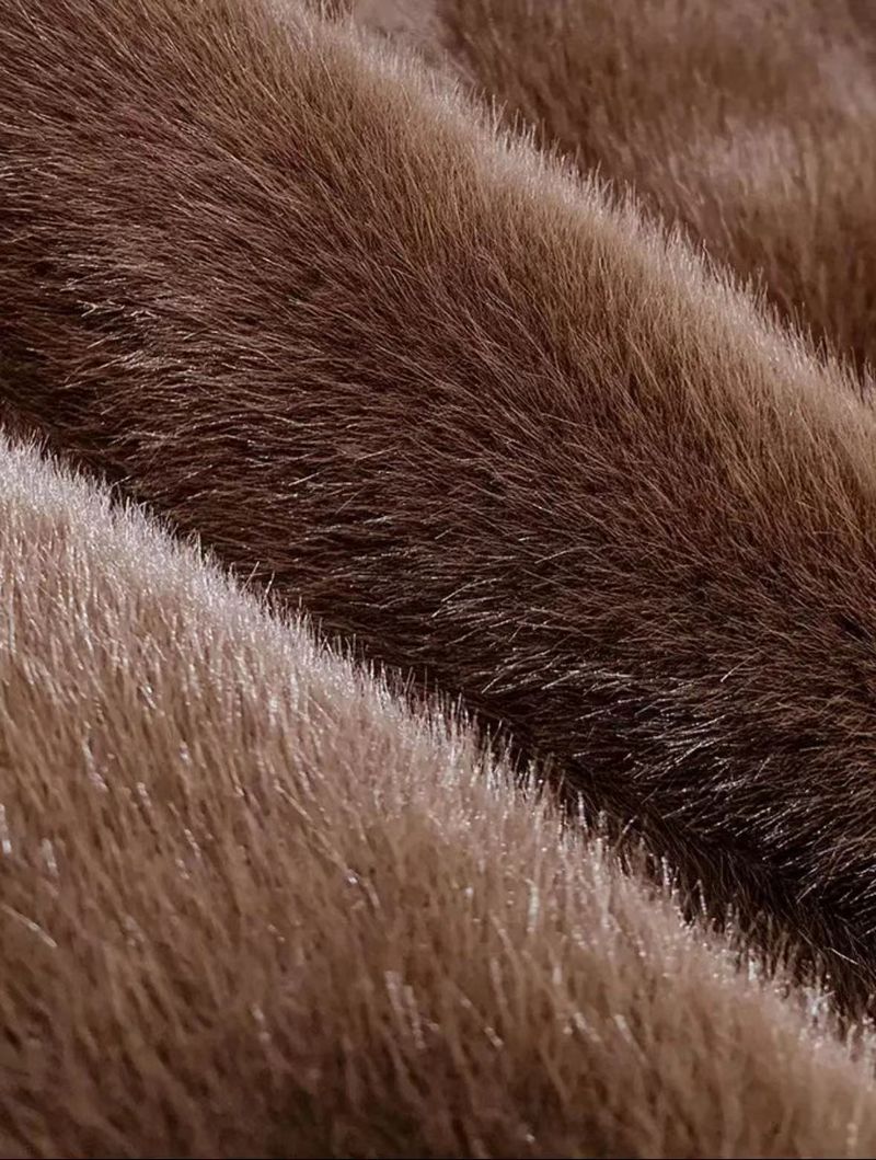 Cappotto in pelliccia sintetica in velluto di visone dorato da donna, con collo alto corto, giacca invernale ecologica in pelliccia sintetica_voghion.com