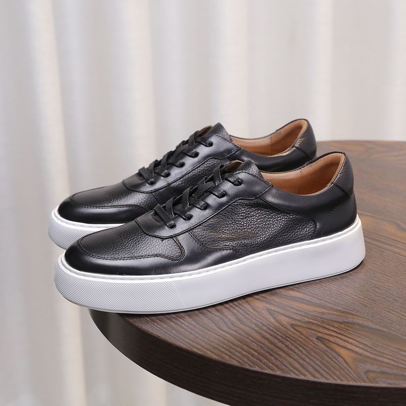 New Style 2025 New Breathable Leather Sneakers High-End Trendy Versatile Fashion Light Luxury Casual Men's Shoes_voghion.com
