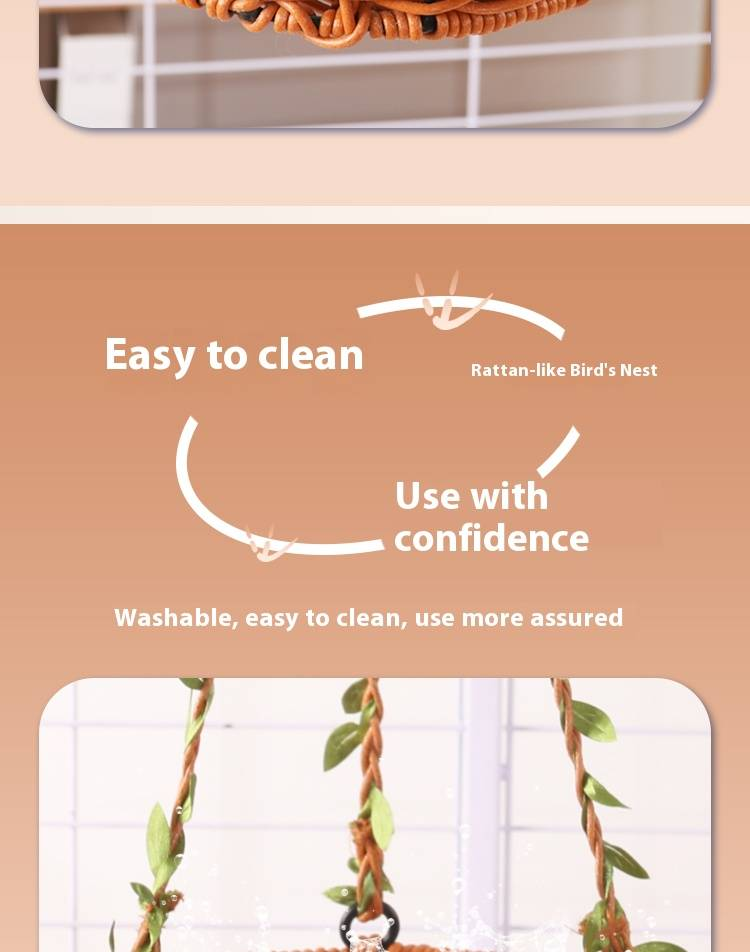 Nido colgante de ratán para pájaros, columpio para pájaros, resistente a mordeduras, estilo hamaca, nido para loros, cacatúas y periquitos._voghion.com