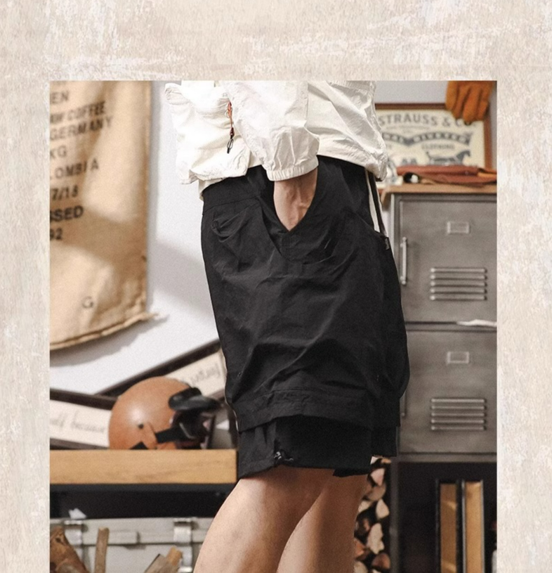 Pantalones cortos de trabajo funcionales de secado rápido de seda de hielo para hombre, de verano, finos, sueltos y rectos, de color liso, de longitud media._voghion.com