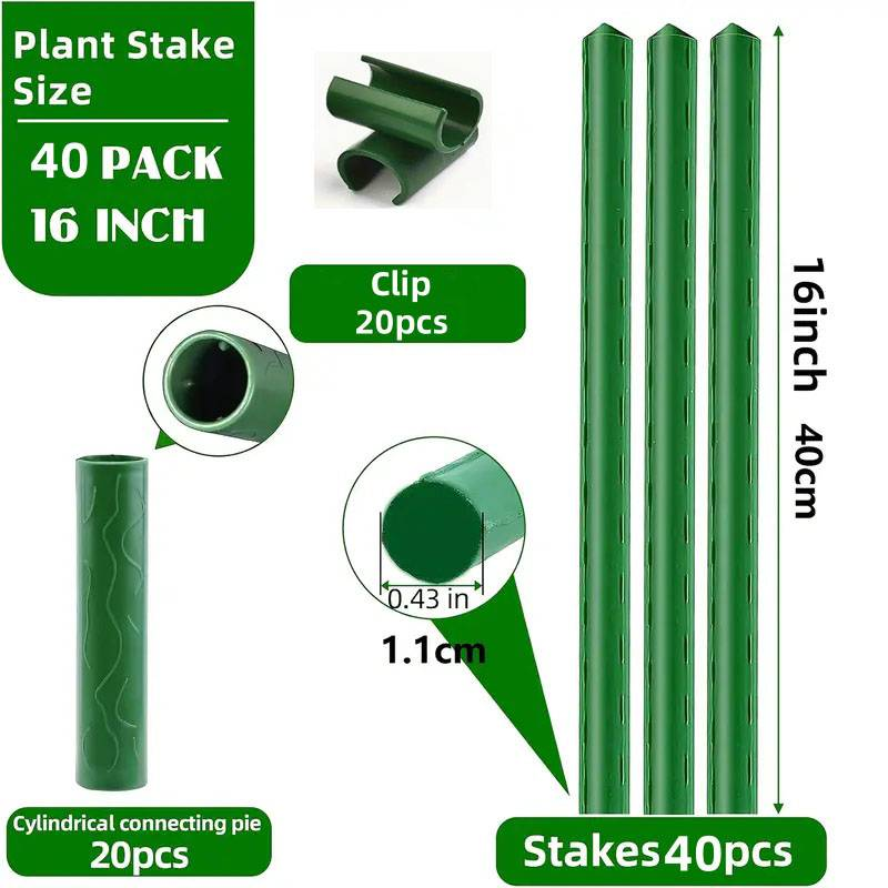 Paletto da giardino per esterni, lungo 40 cm, set da 40, paletto per pomodori fai da te da 80/120/160 cm, asta di supporto per picchetti in lega di alluminio rivestita in plastica_voghion.com