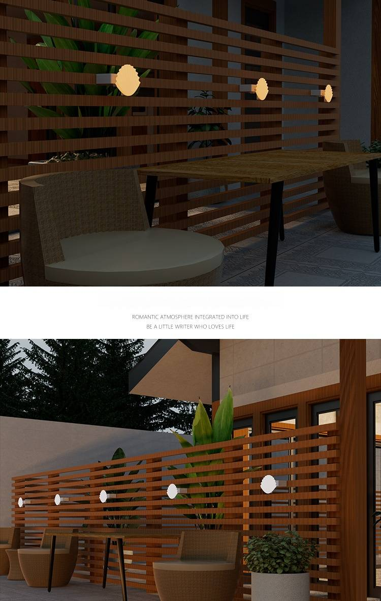 Solar-Powered Seashell Wall Light LED Outdoor Garden Fence Lamp Waterproof Decorative Lighting For Stairs Pathway Patio_voghion.com