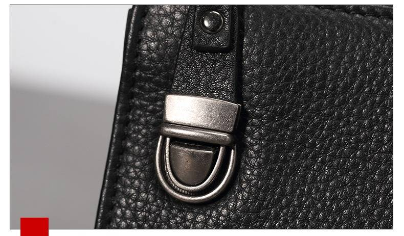 Men's Clutch Bag Wrist Bag First Layer Cowhide Zipper Men's Large Capacity Genuine Leather Wallet Mobile Phone Bag Men's Casual Business Handbag_voghion.com