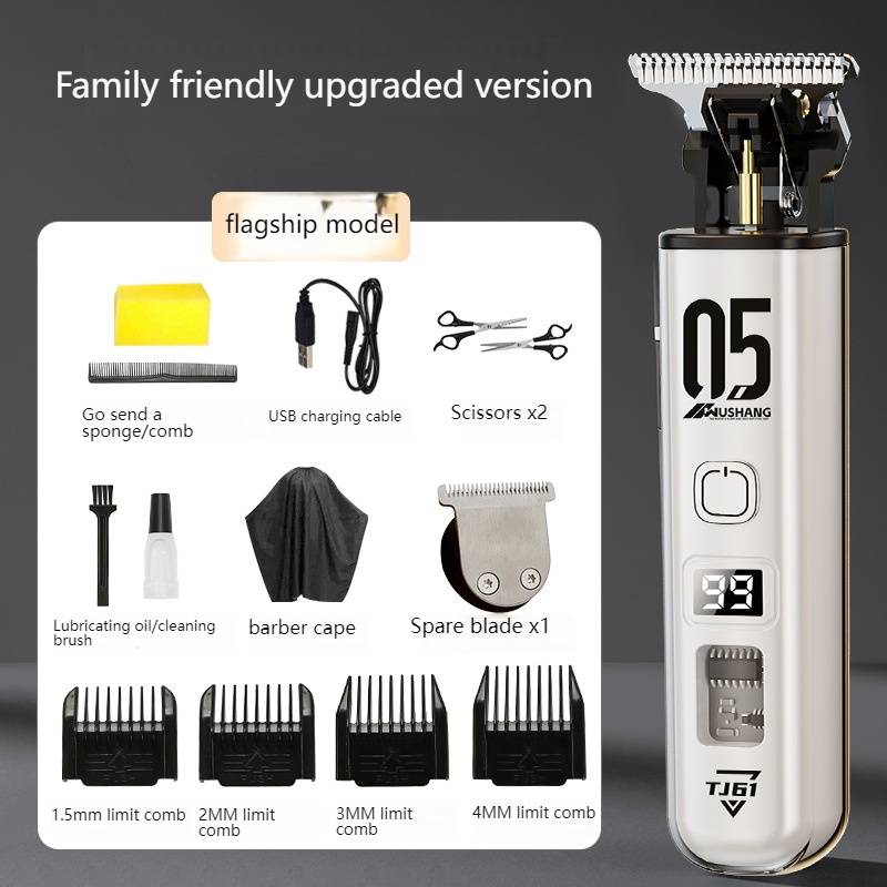 Professional Hair Clipper For Men & Women - Rechargeable Cordless Hair Trimmer With Stainless Steel Blades, Adjustable Guide Combs & LCD Display_voghion.com