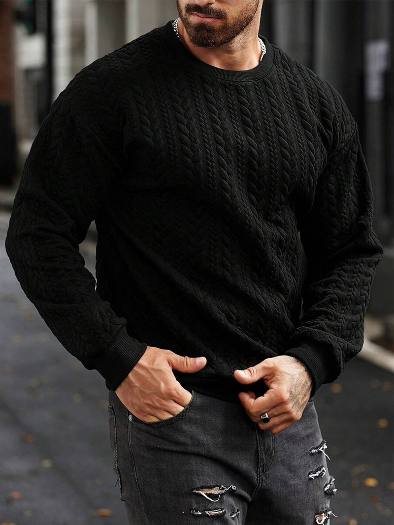 Nuovo maglione in maglia tinta unita da uomo - Essenziale per autunno/inverno con misto lana di prima qualità_voghion.com