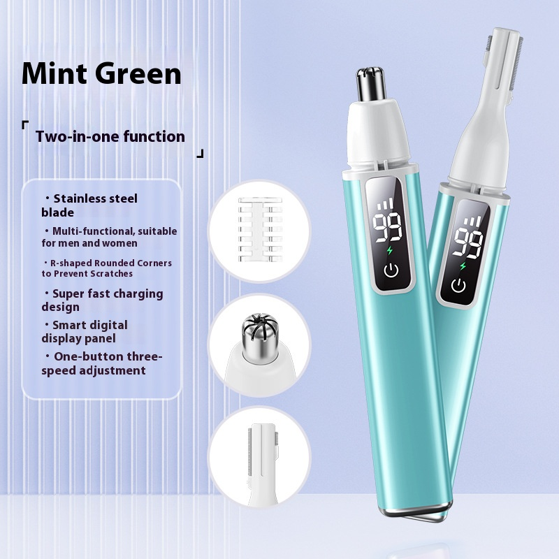 Premium Electric Nose Hair Trimmer With LED Display - Rechargeable & Waterproof - Multi-Functional Grooming Kit For Men & Women_voghion.com