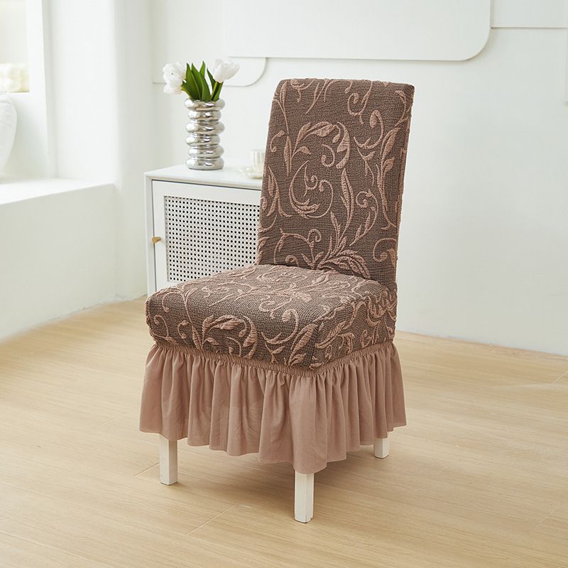 Jacquard Knit Elastic Chair Covers Set - Slip-Resistant, Universal Fit For Home & Hotel, 5 Elegant Colors_voghion.com
