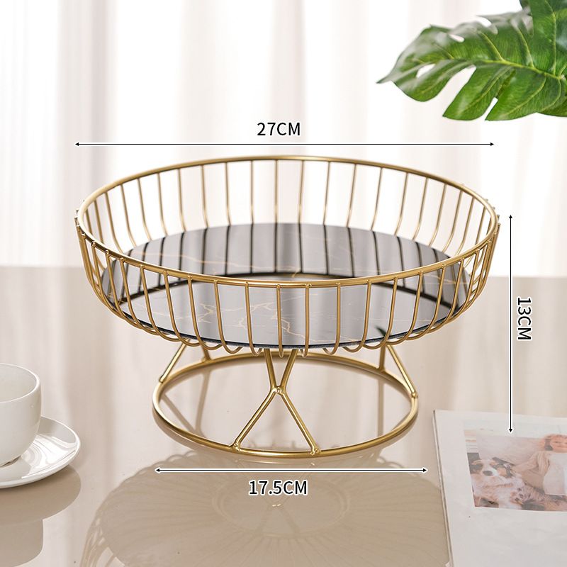 Elegant Metal Fruit Bowl – High-Foot Round Serving Tray For Fruits, Snacks & Home Decor (Gold/Black, Small & Large Sizes)_voghion.com