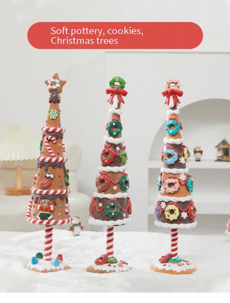 Handcrafted Polymer Clay Christmas Tree Decor – Whimsical Donut & Cookie Mini Trees For Tabletops, Boutique Displays & Holiday Styling_voghion.com