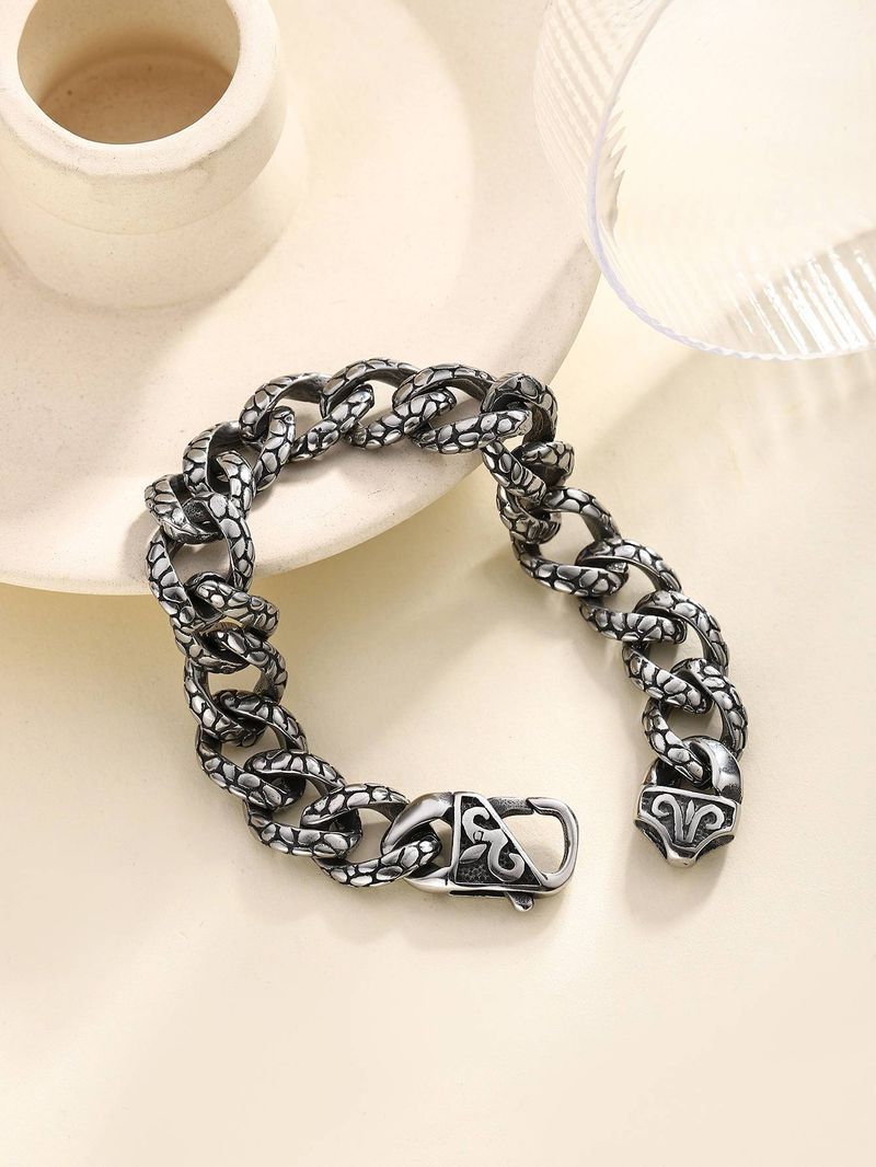 Style rétro européen et américain, style punk gothique, acier titane, tête de mort, style python, pour homme_voghion.com