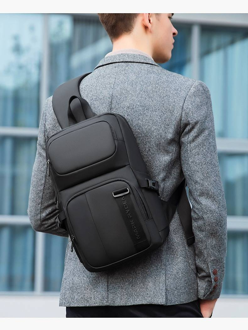 Men's Stylish Crossbody Bag With 14-Inch Laptop Compartment, Durable Oxford Fabric, Minimalist Design For Business & Casual Wear_voghion.com