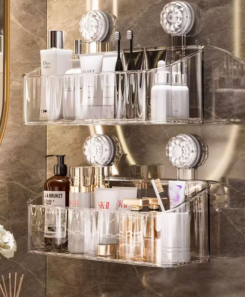 Supporto portaoggetti a ventosa per WC, bagno, lavabo, bagnoschiuma, pettine senza trapano, scatola portaoggetti a parete_voghion.com