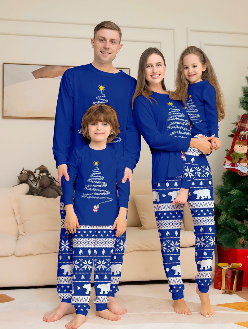 Warm Christmas Family Pajamas Set Cotton Loungewear For Parents And Children Winter Holiday_voghion.com