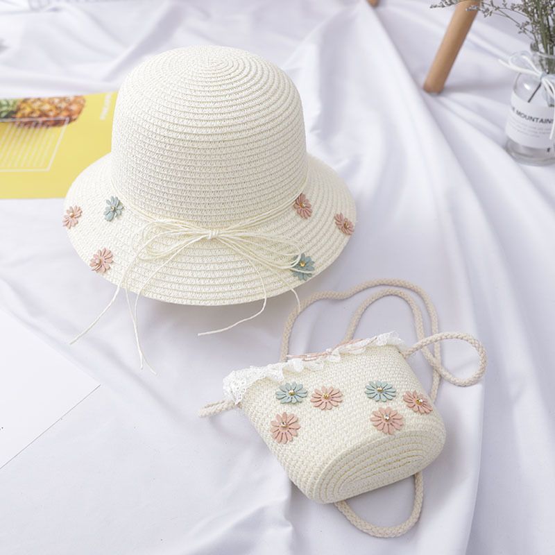 Set di borse a tracolla piccole e carine in paglia per bambini in stile coreano primaverile ed estivo, cappello da pescatore per ragazza,_voghion.com